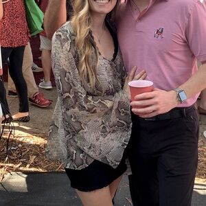 Show Me Your MuMu Hippie Dippie Reptile Snake Print Blouse Long Bell Sleeve